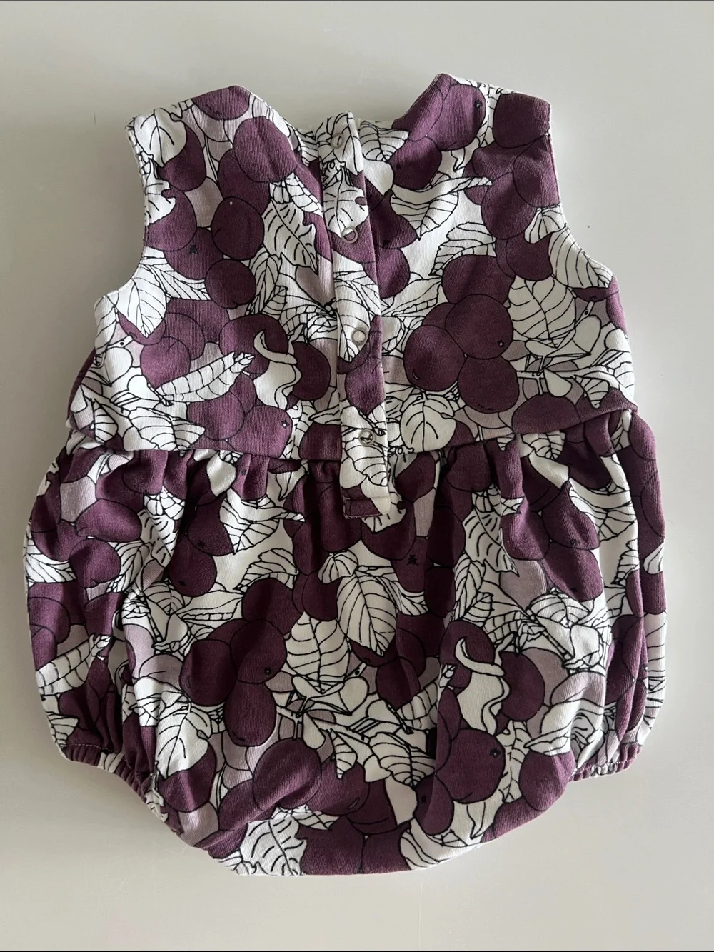 kate quinn Purple Cherry-Print Bubble Romper